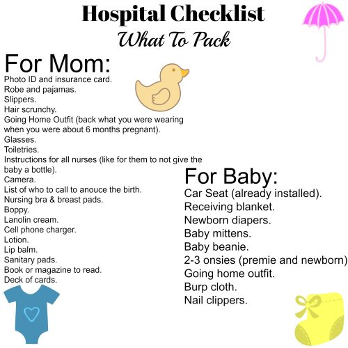 printable hospital checklist for child birth