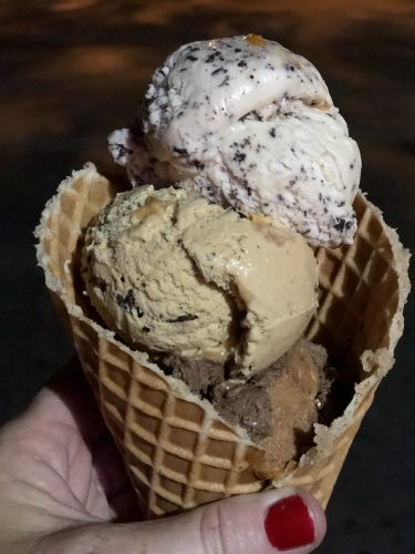 ice cream scoops in a cone