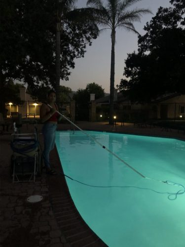 cleaning a swimming pool