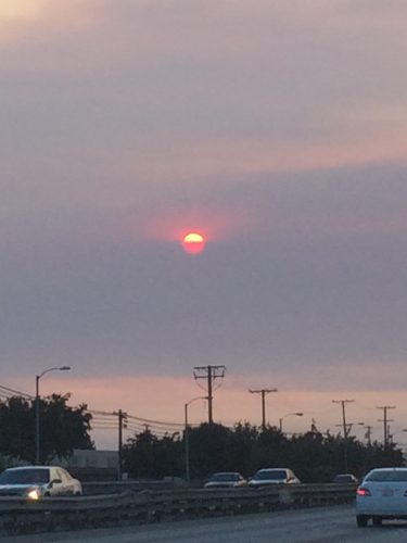 california sunset in storm