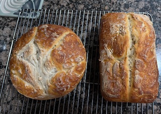 Two loaves of sourdough bread